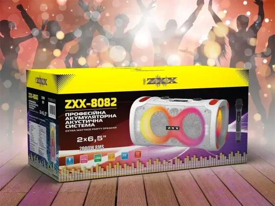 Портативна акустична колонка ZXX-8082 60Вт 2x6,5" TWS/FM/USB/TF/BT/LED з мікрофоном Одеса