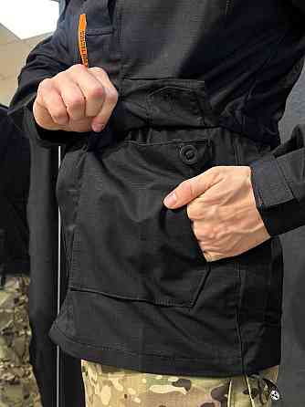 Військова літня куртка чорна з манжетами та кишенями, ріп-стоп тканина, легка та функціональна Львів