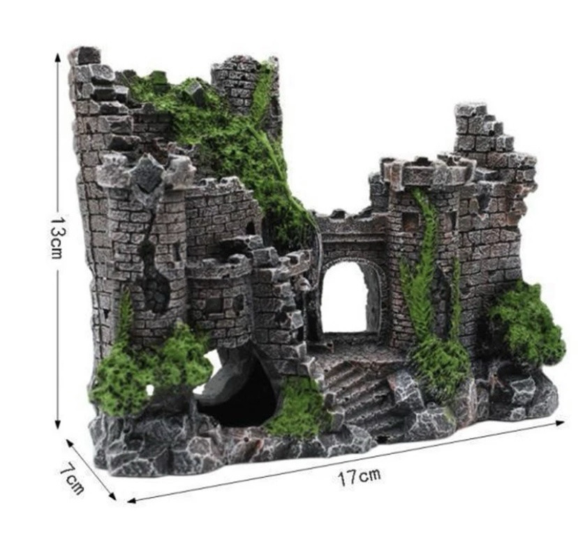 Декор для акваріума "Середньовічний замок" акваріумний пейзаж розмір 17 на 13 на 7 см смола акваріумний декор Київ - фото 3