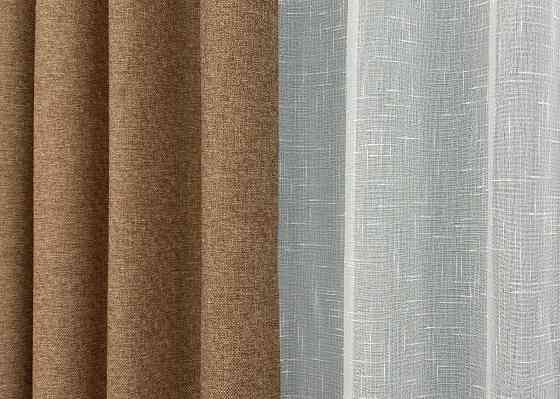Шторна тканина преміум класу льон фактурний, колекція “ELEMENTA” колір світло-коричневий 1865ш Київ