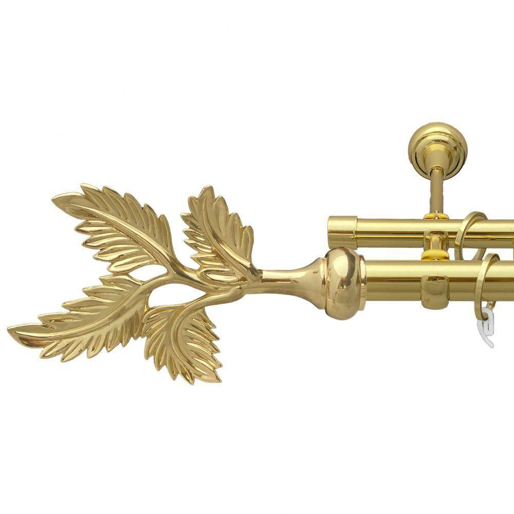 Карниз Orvit Папороть металевий дворядний відкритий гладка труба кільце фасонне металеве  Золото 25\19 мм 160 см (7035575) Львів - фото 1