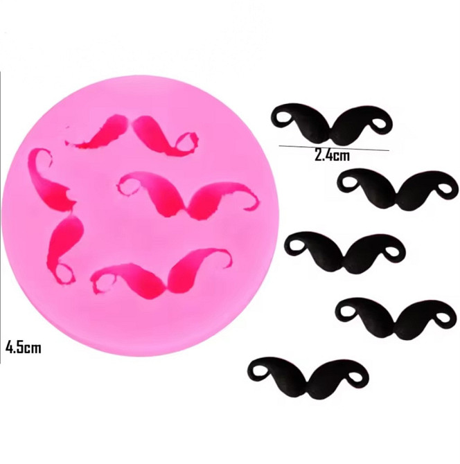 Силиконовый молд Усы 45 мм розовый Киев - изображение 2