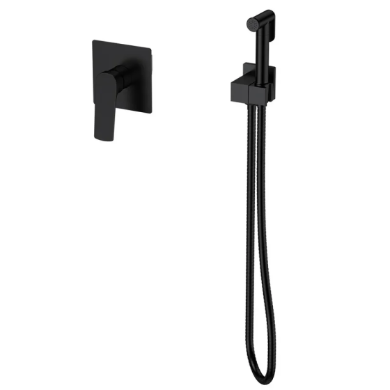 Вбудовуваний змішувач для гігієнічного душу Mixxus Premium MONE 002 INNER Black з лійкою Харків