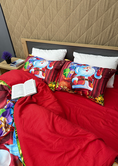 Комплект постільної білизни Фланель, Євро 200х220 з Різдвяним (Новорічним) принтом (88-201) Київ - фото 6