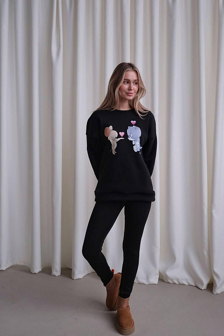 Жіночий трендовий зимоий костюм  худі трьохнитка на флісі лосіни рубчик з начісом Одеса - фото 8