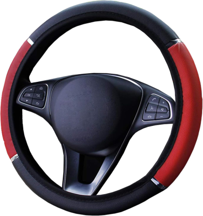 Красная оплётка на руль 38 см из кожзама универсальная Киев
