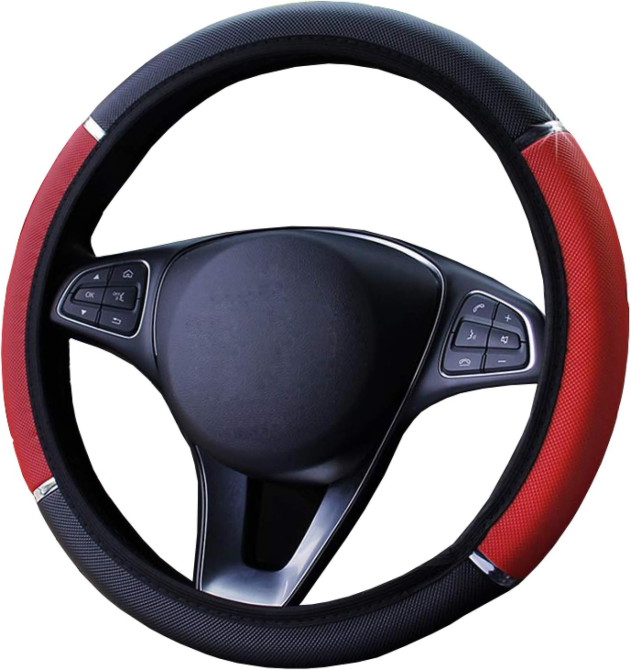 Червоний чохол на руль 38 см з екошкіри універсальний Київ - фото 4