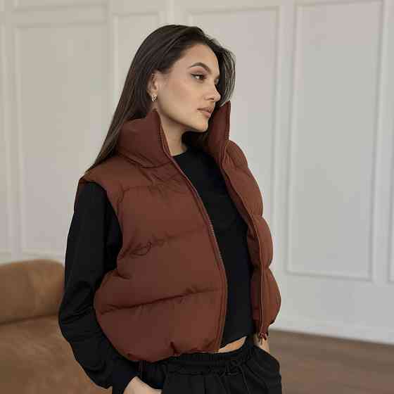 Жилетка коричнева женская укороченная Коричневый 42/44 Харьков