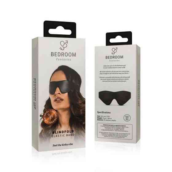 Маска Bedroom Fantasies: Faux Leather Blindfold, черная Sex Aura Киев