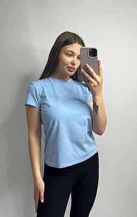 Базовая футболка женская удлиненная Голубой M Харьков