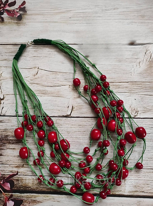 Бусы деревянные красно-зеленые бусы Кривой Рог - изображение 1