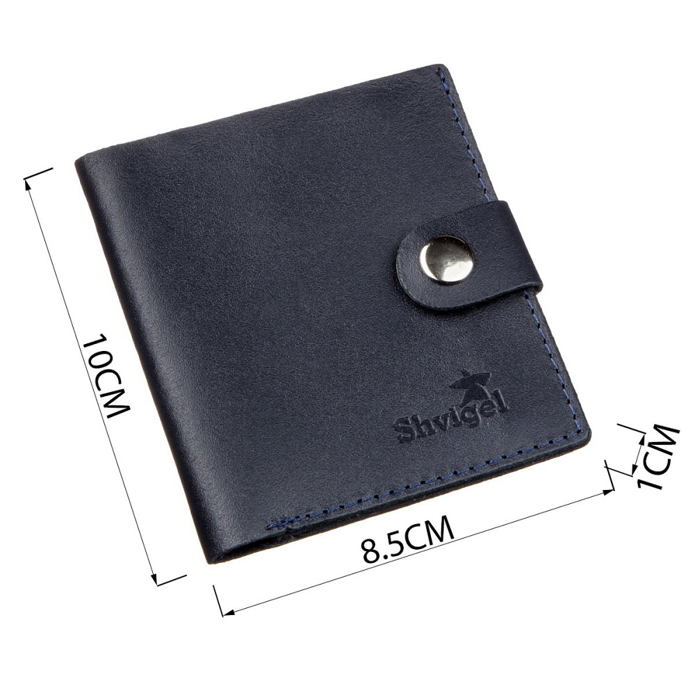 Недорогое портмоне вертикальное мужское кожаное Синее (SHVIGEL) Киев - изображение 1