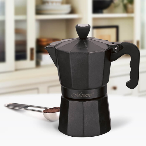 Кавоварка гейзерна 450мл (9 порцій) алюмінієва MR-1666-9-BLACK Espresso Moka Maestro Житомир