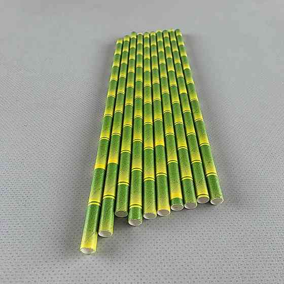 Соломка трубочка паперова Ø 5 мм 20 см "Бамбук" зелена 25 шт (1 пачка) Харків