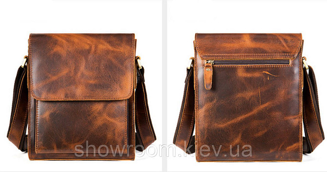 Сумка чоловіча шкіряна середніх розмірів Leather Collection (7433) коричневий Київ - фото 6