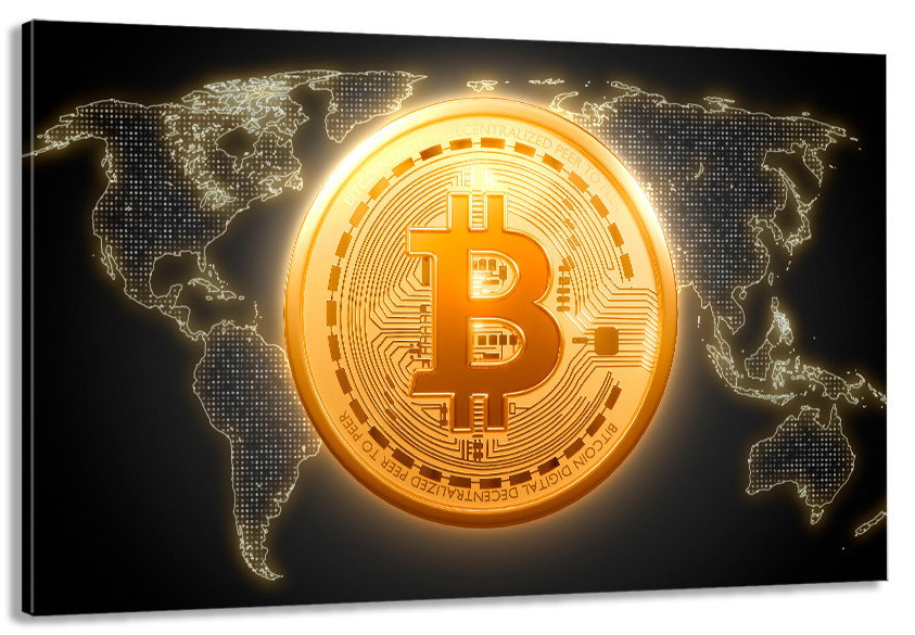 Картина полотно у вітальню / спальню Біткоін   MLP_189  ( 60х30см ) 60x100 см Київ - фото 1