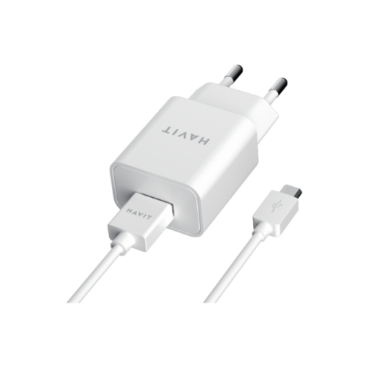 Зарядний пристрій мережевий USB + кабель MicroUSB 2,0A білий Havit HV-ST111 Житомир
