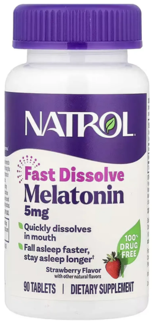 Мелатонін швидкого вивільнення 5 мг Natrol Melatonin 90 таб зі смаком полуниці Київ - фото 1