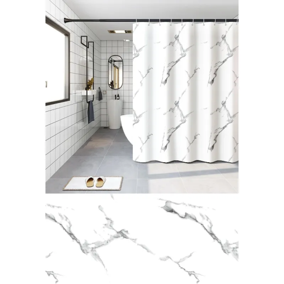 Шторка-фиранка для ванной Zerix SCP-019-240x200 из PEVA (полиэтиленвинилацетата) длинная широкая (Узор 