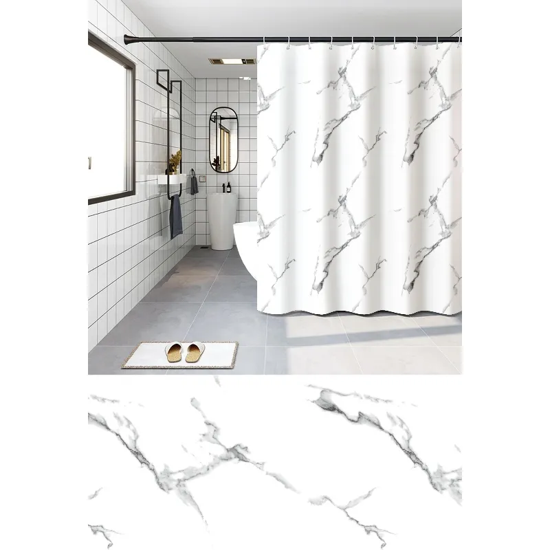 Шторка-фиранка для ванной Zerix SCP-019-240x200 из PEVA (полиэтиленвинилацетата) длинная широкая (Узор 