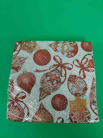 Новорічна серветка (ЗЗХЗ, 16 шт.) La Fleur "Червоні прикраси" (1 пачка) Харків