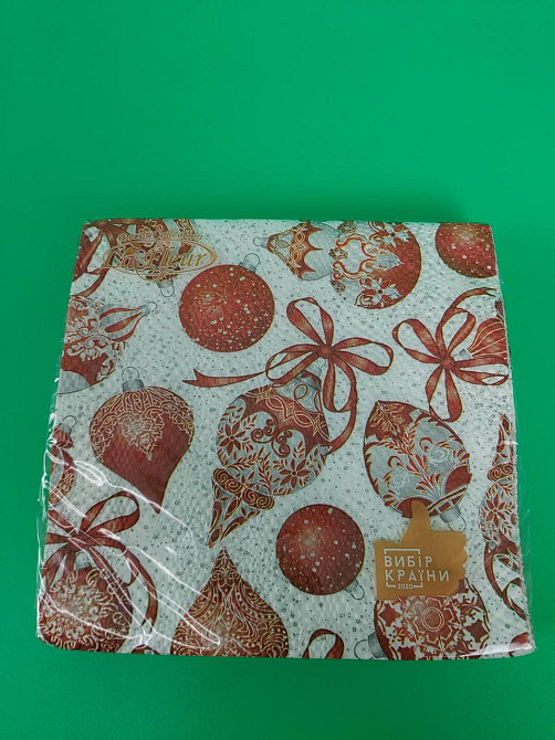 Новорічна серветка (ЗЗХЗ, 16 шт.) La Fleur "Червоні прикраси" (1 пачка) Харків - фото 1