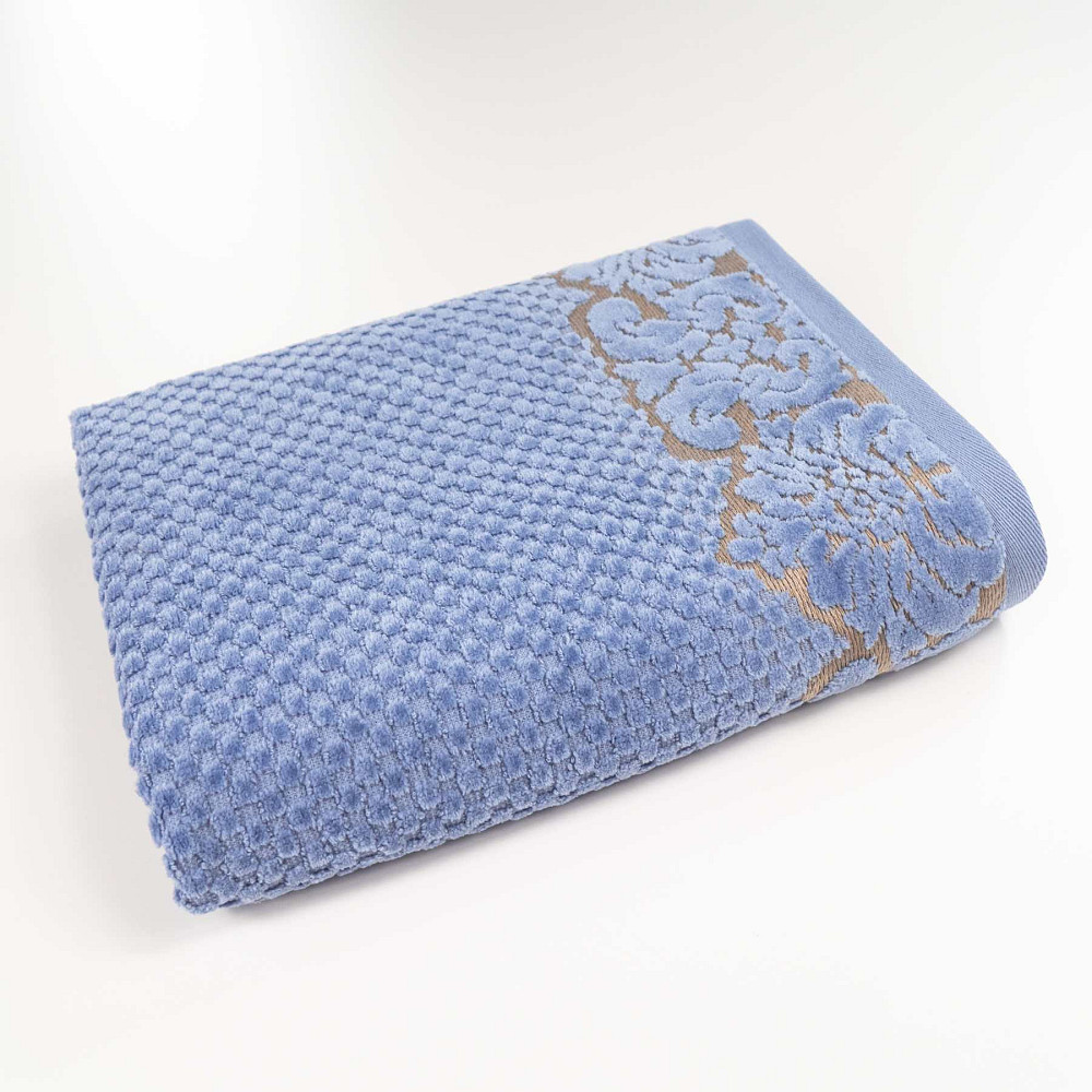 Полотенце махровое среднее 50x90см Damask Премиум качества Жаккардовое с велюром 550г/м2 (Синий) Сумы - изображение 1