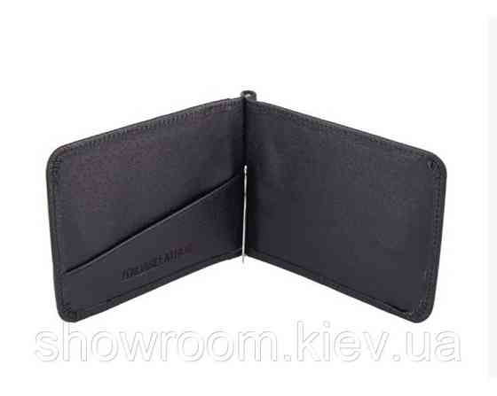 Недорогий шкіряний затискач для грошей (4511) black Київ