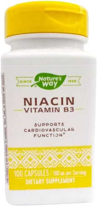 Ніацин Nature's Way Niacin, Vitamin B3, 100 mg, 100 Capsules Луцьк - фото 1