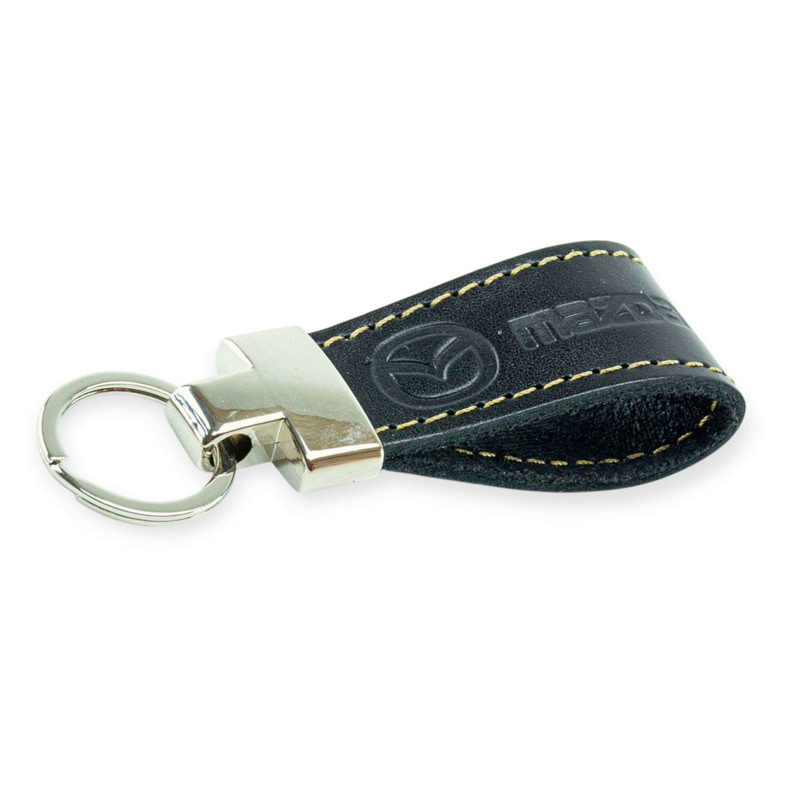 Брелок mazda шкіряний тиснений чорний, прострочений, метал. затискач Мукачево - фото 1