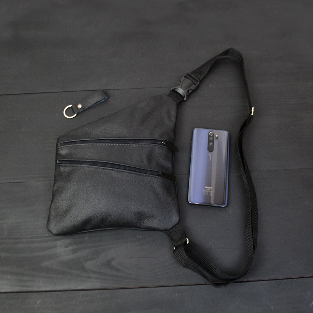 Чоловіча чорна шкіряна сумка-месенджер Шкіряний чоловічий месенджер чорний Київ - фото 9