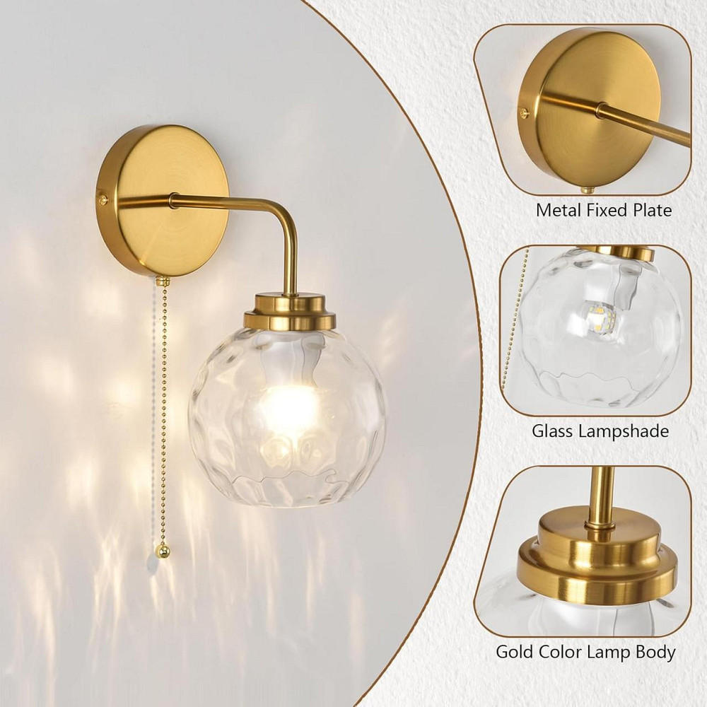Бра настінне OURLOVEII 2 шт LED 6 Вт E27 480 лм 3000K/4500K/6000K, золоте скло, настінний світильник для спальні Київ - фото 16