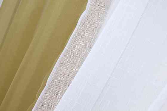 Кухонные шторки VR-Textil № 083к с подвязками кофейный с белым 270х170 см (52-0543) Киев