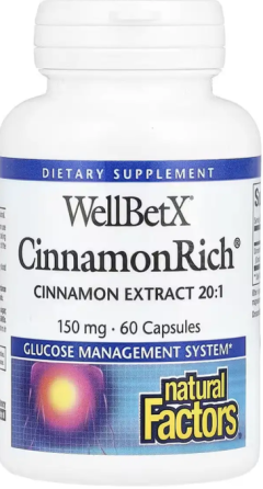 Екстракт кориці Natural Factors WellBetX CinnamonRich 150mg 60 капс Київ