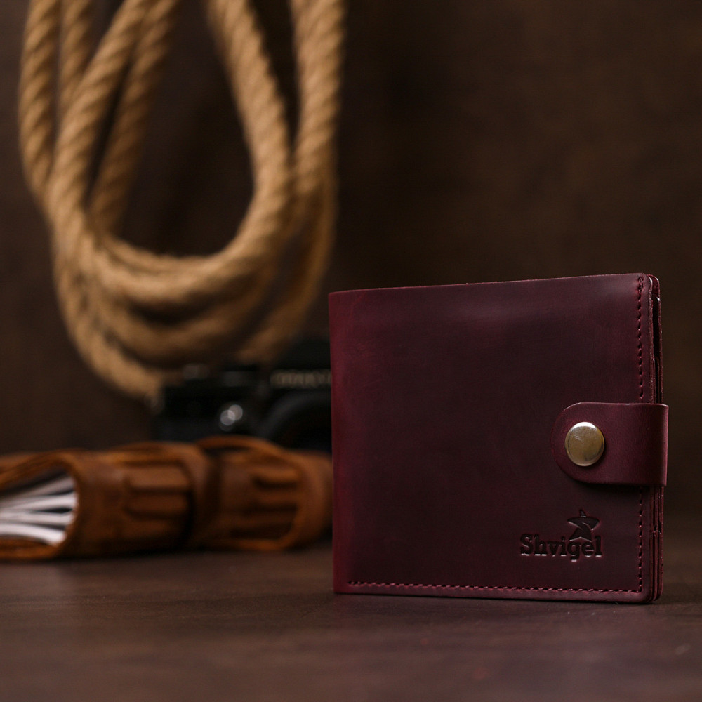 Женское винтажное портмоне Shvigel 16457 Бордовый Киев - изображение 3