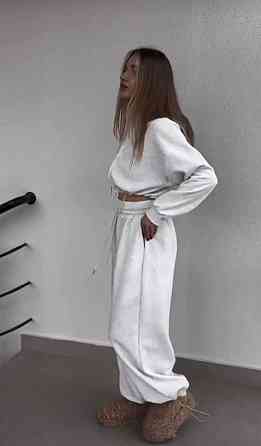 Женский прогулочный оверсайз костюм тройка: кофта топ и брюки двунить + микродайвинг Одесса