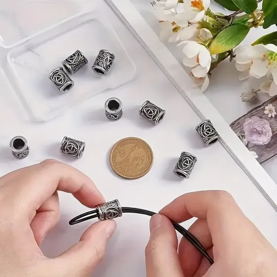 Набор 5 металлических бусин-шармов в скандинавском стиле с символом трикветра Киев