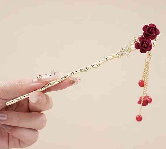 Шпилька-паличка для волосся "Троянда" 150 мм Сміла