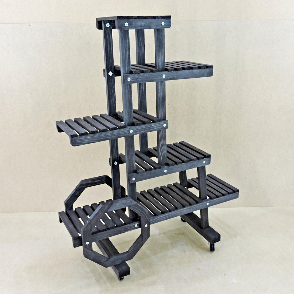 Підставка для квітів "Муліно" на коліщатках венге Миколаїв - фото 2