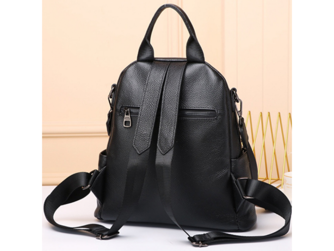 Шкіряний жіночий рюкзак міський чорний Olivia Leather 6711 Кам'янське - фото 2