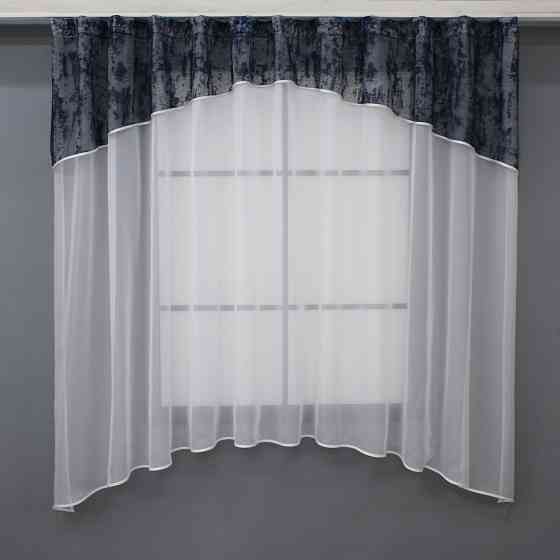 Кухонная гардина VR-Textil № 036к арка белый с темно-синим 280х170 см (59-072) Киев