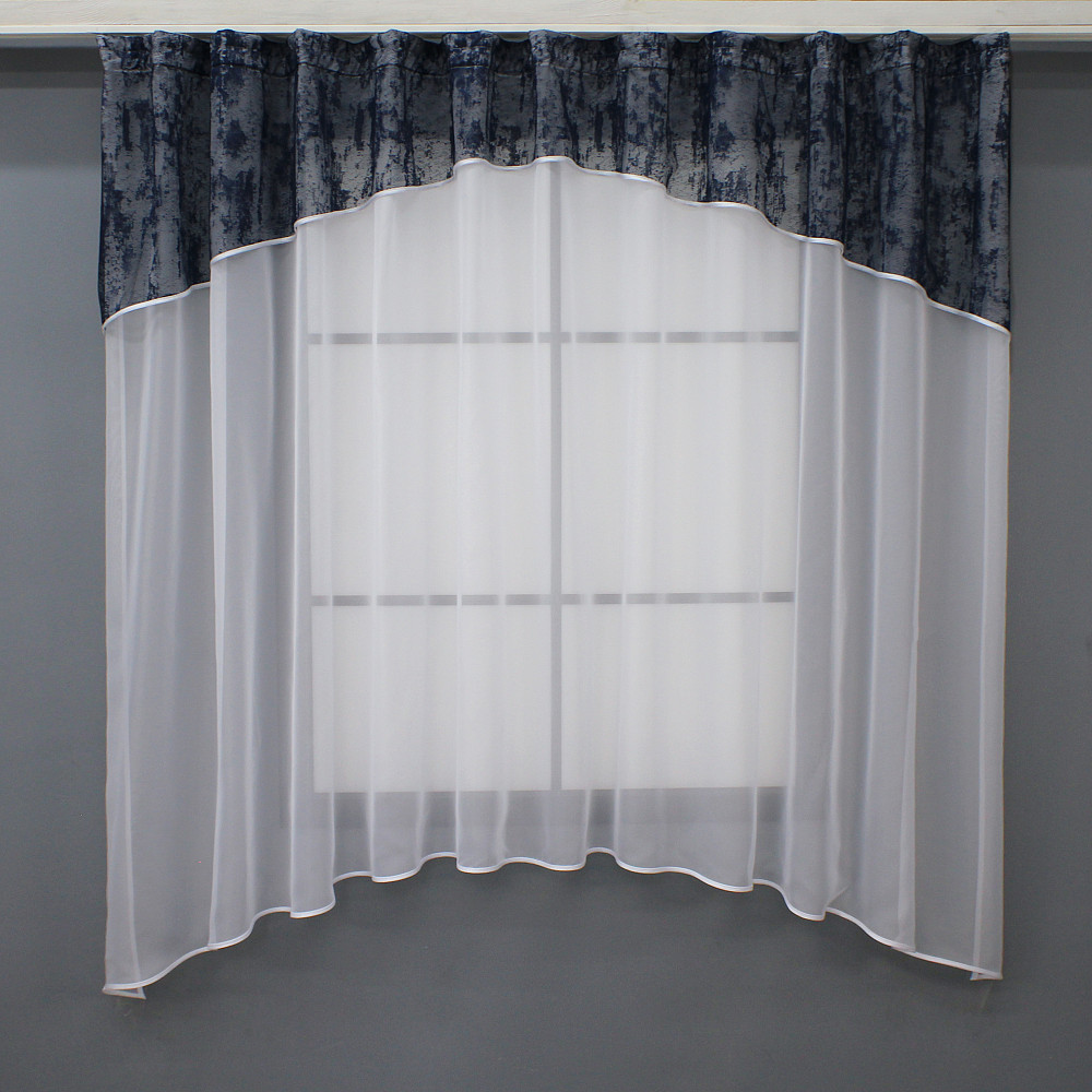 Кухонная гардина VR-Textil № 036к арка белый с темно-синим 280х170 см (59-072) Киев - изображение 1