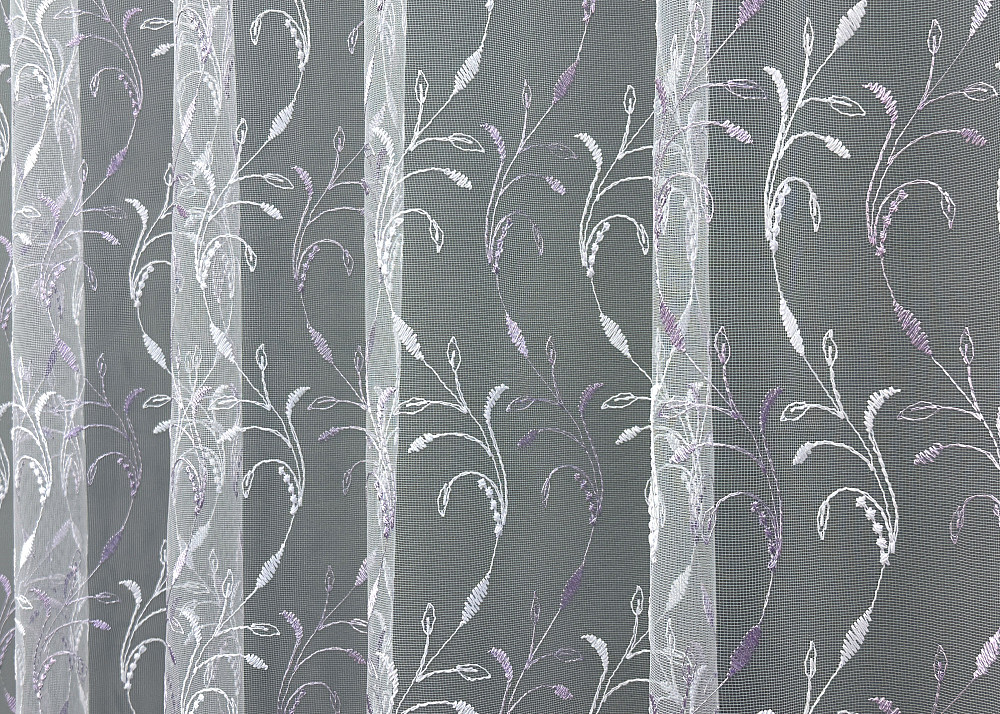 Тюль фатин с вышивкой и люрексом цвет белый с сиреневым 1653т Киев - изображение 4