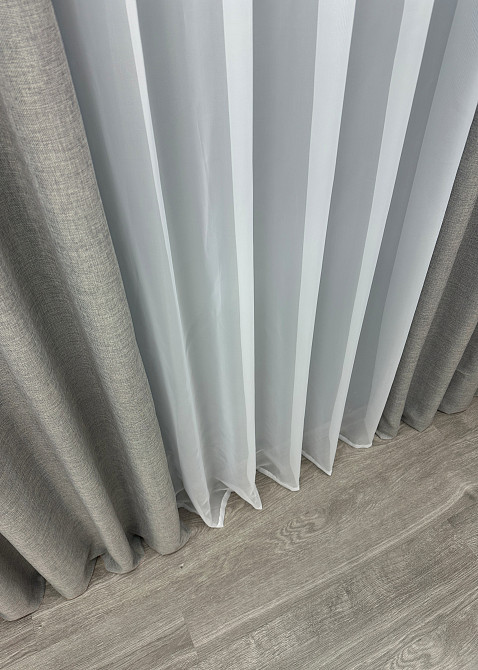 Однотонна тканина "Льон Мішковина" колір світло-сірий 1016ш Київ - фото 6