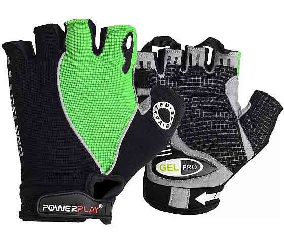 Велоперчатки PowerPlay 5019 A Черно-зеленые M Каменское