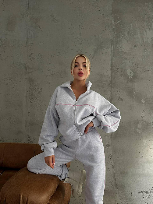 Женский теплый прогулочный костюм: кофта и штаны трехнитка на флисе Меланж, 42/46 Одесса - изображение 6