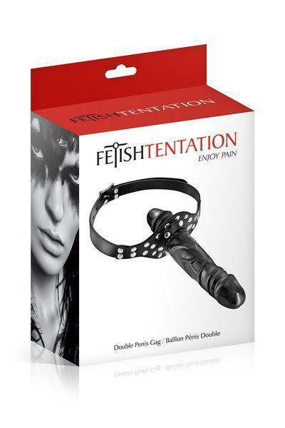 Кляп с двойным фаллоимитатором Fetish Tentation Double Penis Gag Black Sex Aura Киев - изображение 3