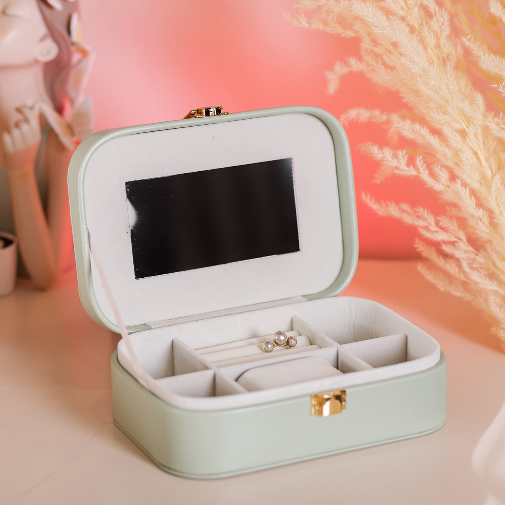 Yiwu Скринька для прикрас з еко шкіри 15×10×5 см із дзеркалом органайзер для ювелірних виробів Коломыя - изображение 6