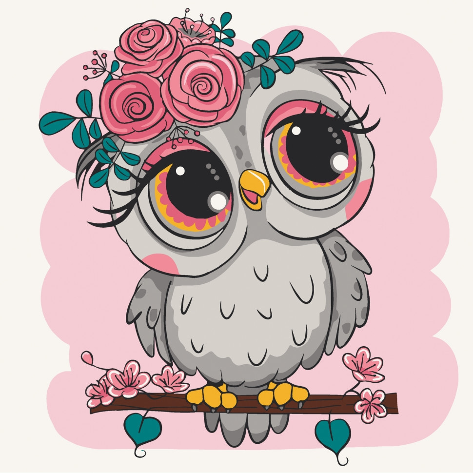 Розпис на полотні "Совятко з квітами" Art Craft 15560-AC 30х30 см Вінниця - фото 1