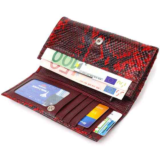 Интересный женский кошелек из натуральной лакированной кожи с тиснением под змею CANPELLINI 21656 Разноцветный Киев